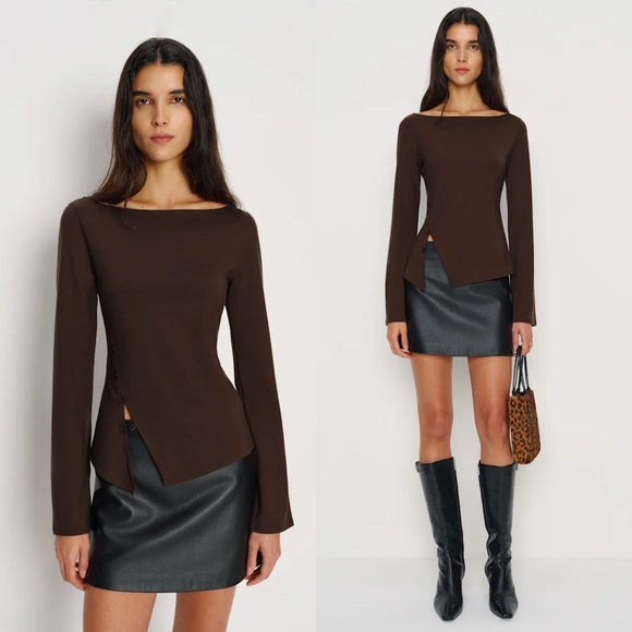 Reformation Tops - REFORMATION Nicola Knit Brown Blouse XS